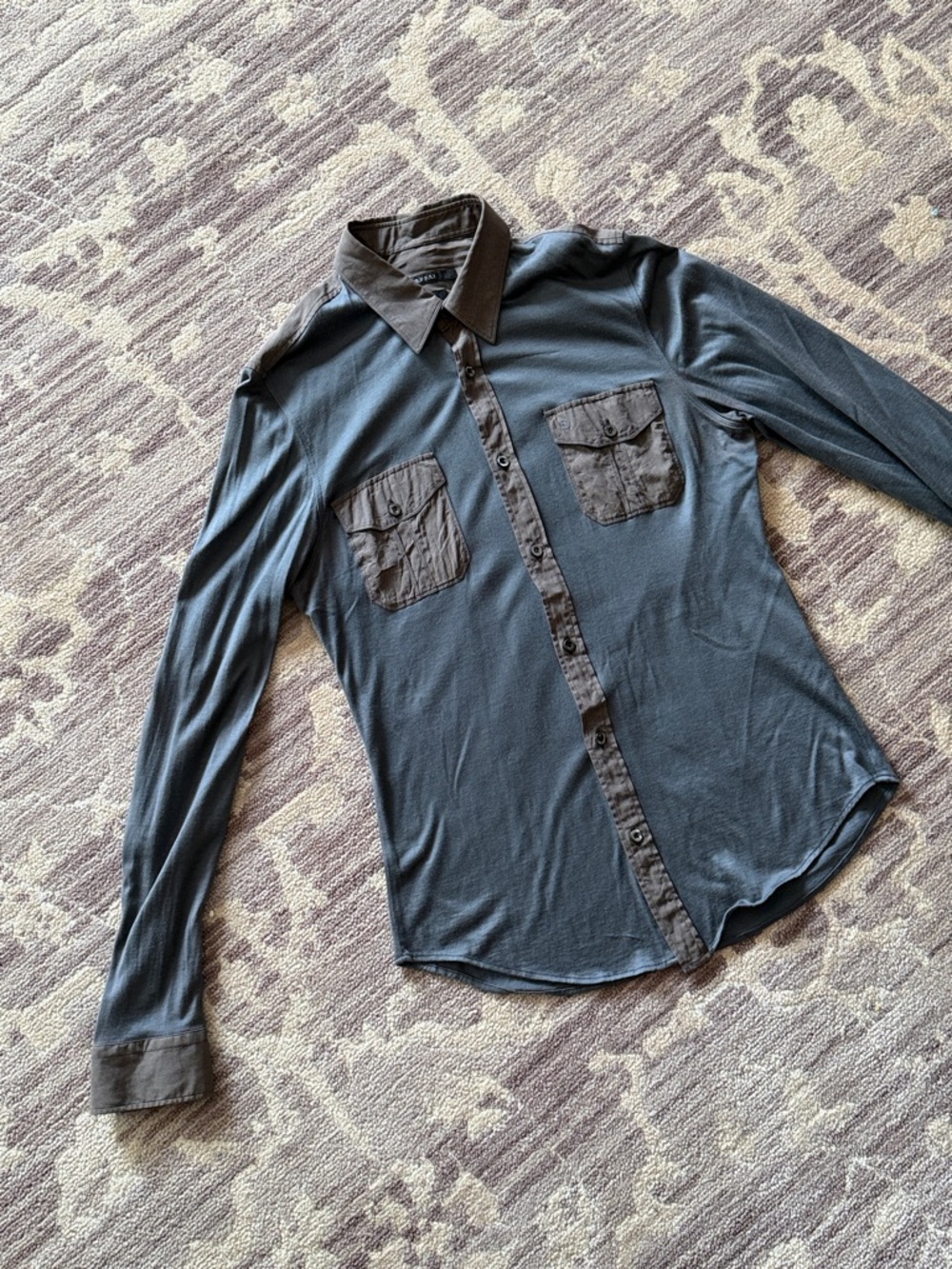 Gucci Brown and Gray Slim Fit Shirt